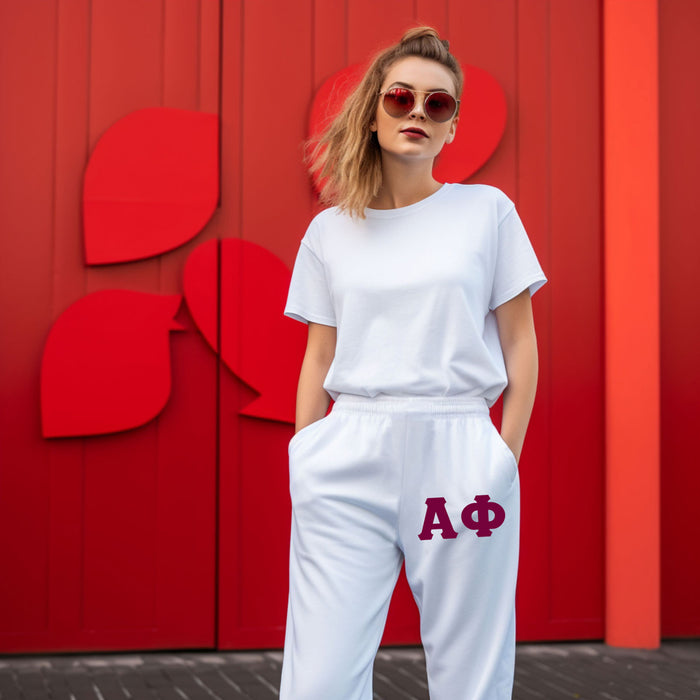 Alpha Phi Lettered Thigh Sweatpants Alpha Phi Lettered Thigh Sweatpants