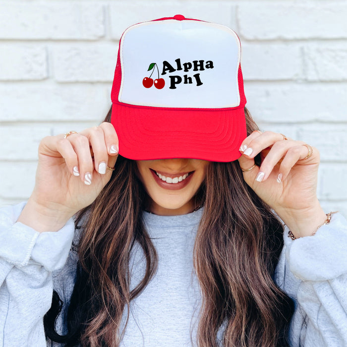 Alpha Phi Cherry Trucker Caps Alpha Phi Cherry Trucker Caps