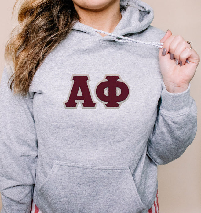 Discount Alpha Phi Lettered Hooded Sweatshirt Best Value DISCOUNT Alpha Phi Lettered Hooded Sweatshirt - Best Value