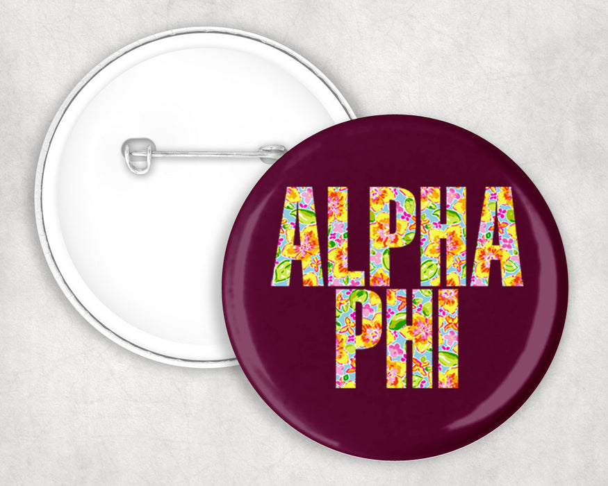 Alpha Phi Floral Pin Buttons Alpha Phi Floral Pin Buttons
