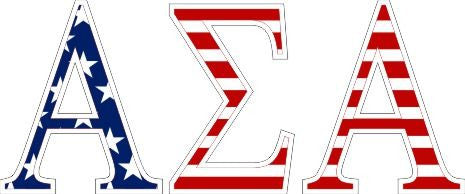 Alpha Sigma Alpha American Flag Greek Letter Sticker 2.5" Tall Alpha Sigma Alpha American Flag Greek Letter Sticker - 2.5