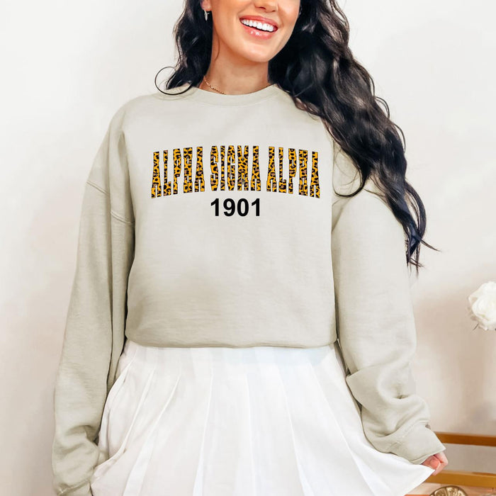 Alpha Sigma Alpha Cheetah Print Crewneck Sweatshirt Alpha Sigma Alpha Cheetah Print Crewneck Sweatshirt