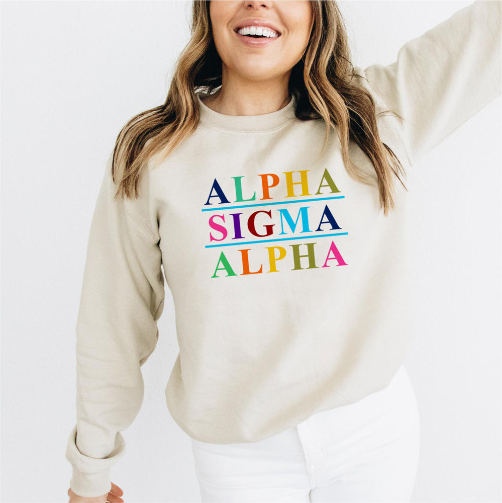 Alpha Sigma Alpha Colors Upon Colors Crewneck Sweatshirt Alpha Sigma Alpha Colors Upon Colors Crewneck Sweatshirt