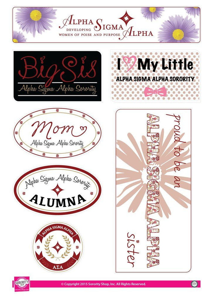 Alpha Sigma Alpha Family Sticker Sheet Alpha Sigma Alpha Family Sticker Sheet