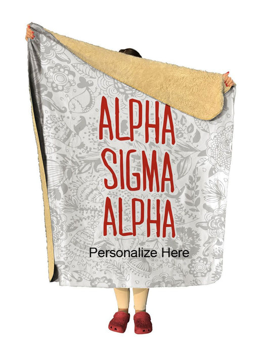 Alpha Sigma Alpha Alpha Sigma Alpha Floral Sherpa Lap Blanket