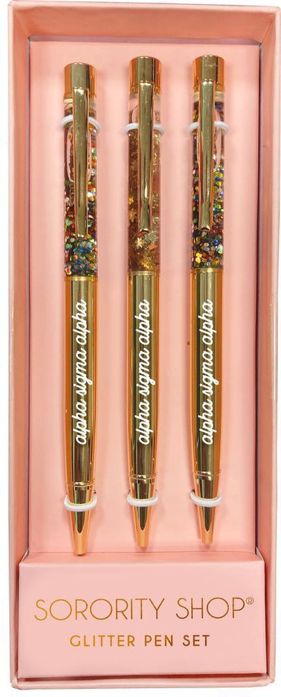 Alpha Sigma Alpha Glitter Pens (set Of 3) Alpha Sigma Alpha Glitter Pens (Set of 3)