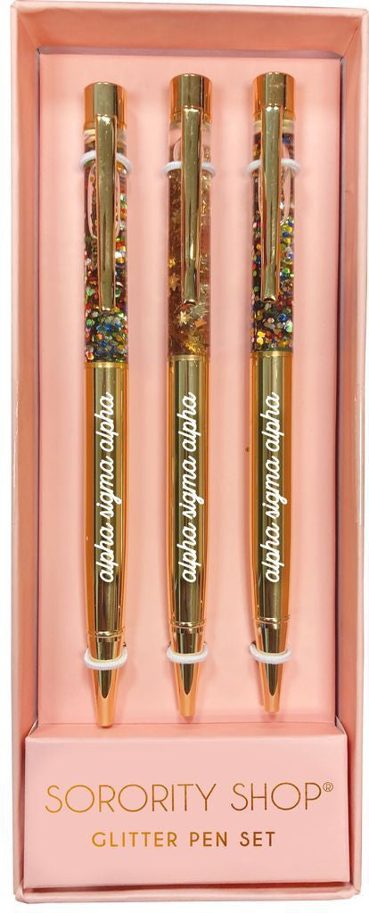 Alpha Sigma Alpha Alpha Sigma Alpha Glitter Pens (Set of 3)
