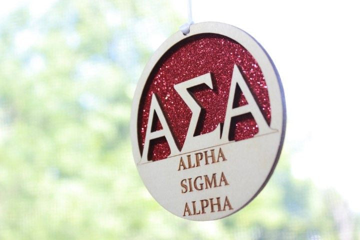 Alpha Sigma Alpha Laser Carved Greek Letter Ornament 3" Round Alpha Sigma Alpha Laser Carved Greek Letter Ornament - 3