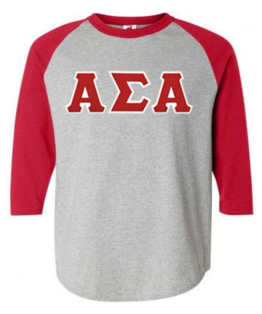 Alpha Sigma Alpha DISCOUNT-Alpha Sigma Alpha Lettered Raglan Shirt