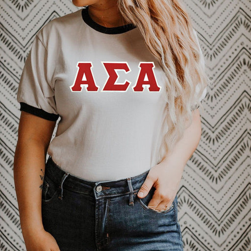 Alpha Sigma Alpha DISCOUNT-Alpha Sigma Alpha Lettered Ringer Shirt