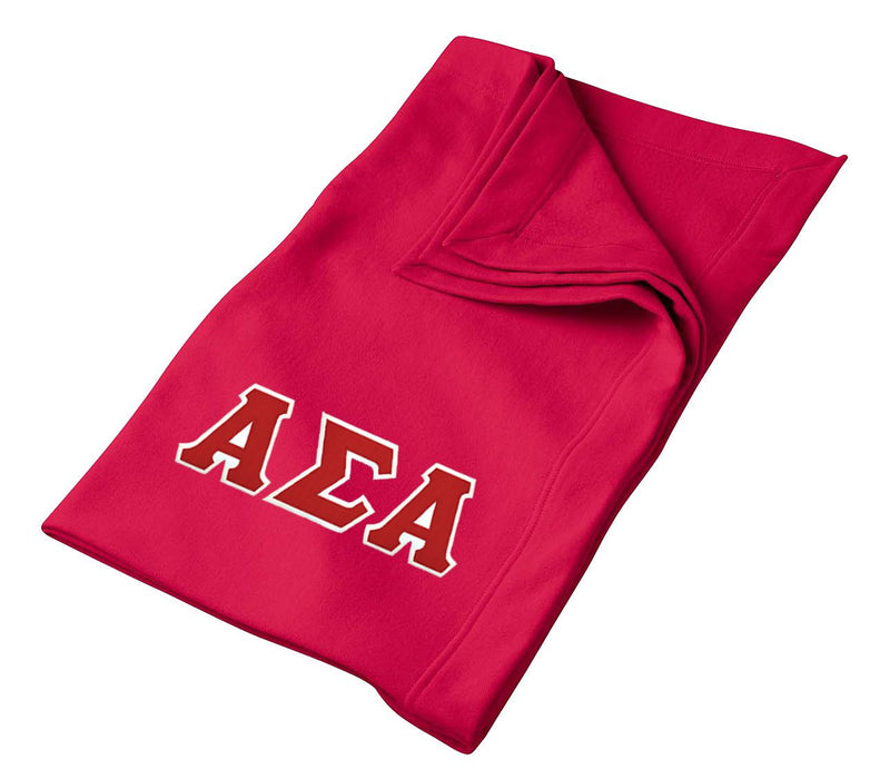 Discount Alpha Sigma Alpha Lettered Twill Sweatshirt Blanket DISCOUNT-Alpha Sigma Alpha Lettered Twill Sweatshirt Blanket