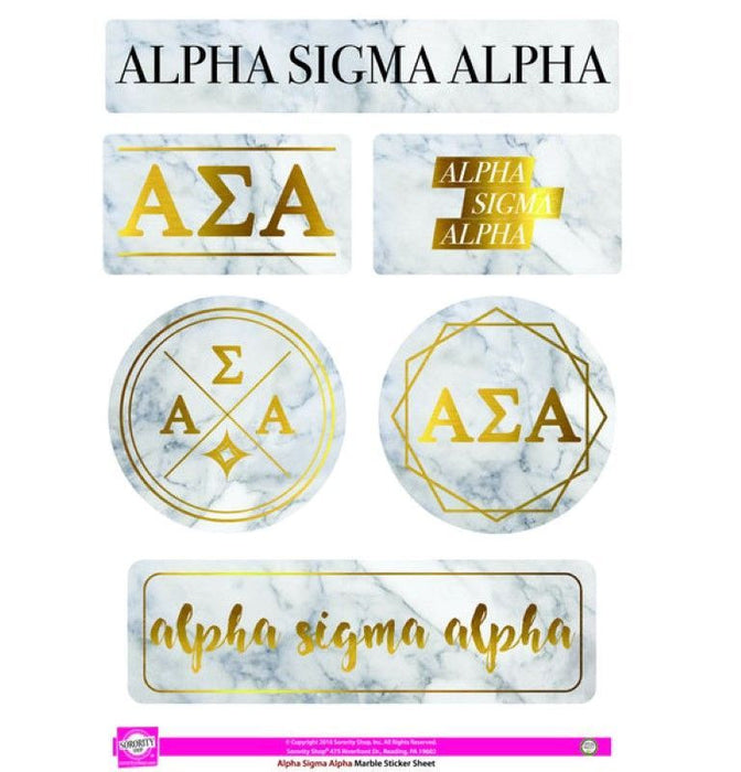 Alpha Sigma Alpha Marble Sticker Sheet Alpha Sigma Alpha Marble Sticker Sheet