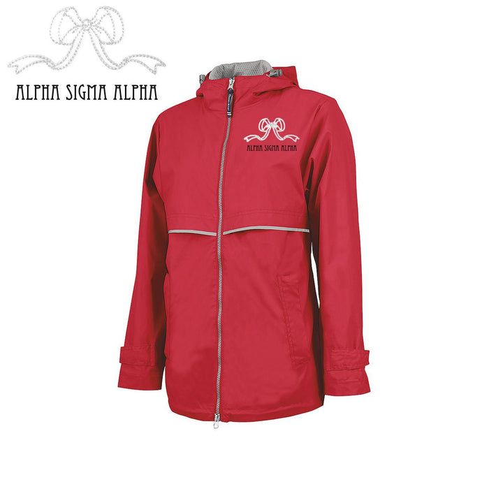 Alpha Sigma Alpha New Englander Bows Rain Jacket Alpha Sigma Alpha New Englander Bows Rain Jacket