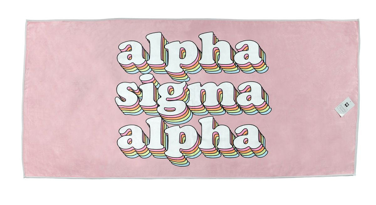 Alpha Sigma Alpha Plush Retro Beach Towel Alpha Sigma Alpha Plush Retro Beach Towel