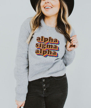 Alpha Sigma Alpha Retro Maya Crewneck Sweatshirts Alpha Sigma Alpha Retro Maya Crewneck Sweatshirts