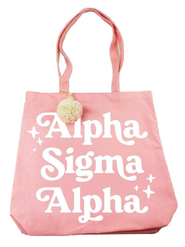 Alpha Sigma Alpha Retro Pom Pom Tote Bag Alpha Sigma Alpha Retro Pom Pom Tote Bag