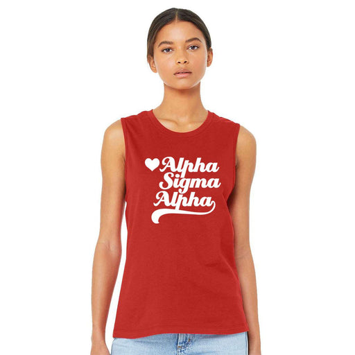 Alpha Sigma Alpha Alpha Sigma Alpha Tail Heart Bella + Canvas Muscle Tank
