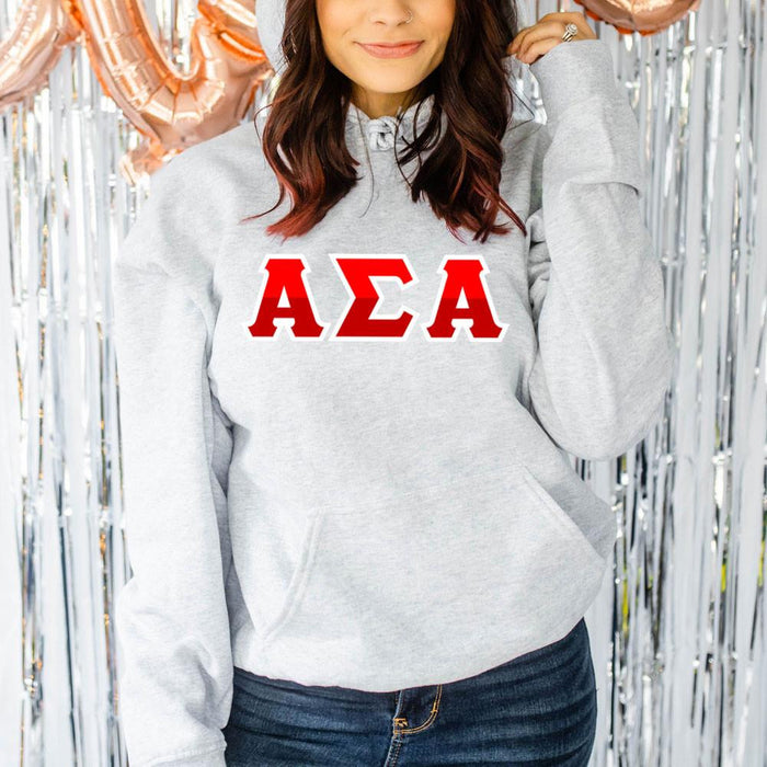Printify Alpha Sigma Alpha Two Tone Lettered Hooded Sweatshirts Alpha Sigma Alpha Two Tone Lettered Hooded Sweatshirts