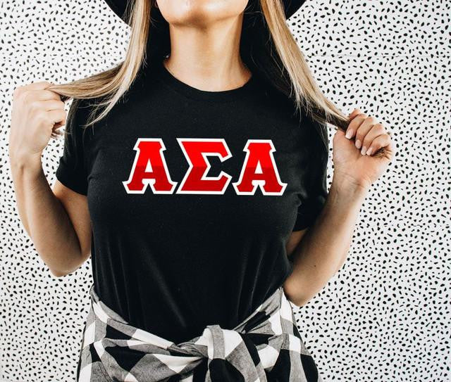 Alpha Sigma Alpha Two Toned Greek Lettered T Shirts Alpha Sigma Alpha Two Toned Greek Lettered T-shirts