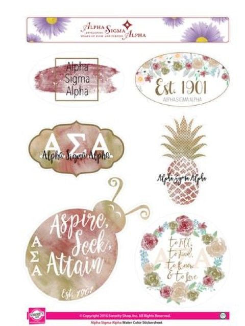 Alpha Sigma Alpha Alpha Sigma Alpha Water Color Stickers