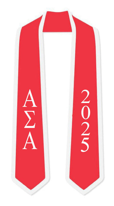 Discount Alpha Sigma Alpha Greek 2 Tone Lettered Graduation Sash Stole W/ Year DISCOUNT-Alpha Sigma Alpha Greek 2 Tone Lettered Graduation Sash Stole w/ Year