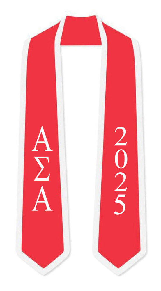 Discount Alpha Sigma Alpha Greek 2 Tone Lettered Graduation Sash Stole W/ Year DISCOUNT-Alpha Sigma Alpha Greek 2 Tone Lettered Graduation Sash Stole w/ Year