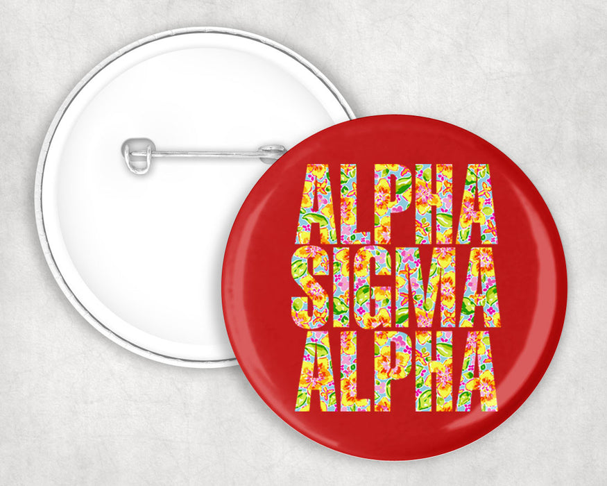 Alpha Sigma Alpha Floral Pin Buttons Alpha Sigma Alpha Floral Pin Buttons