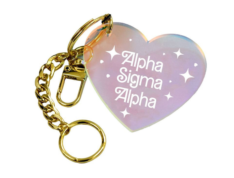 Alpha Sigma Alpha Iridescent Heart Keychain Alpha Sigma Alpha Iridescent Heart Keychain
