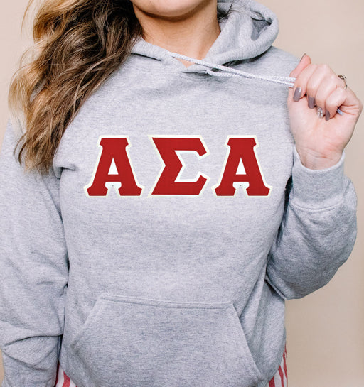 Alpha Sigma Alpha DISCOUNT Alpha Sigma Alpha Lettered Hooded Sweatshirt - Best Value