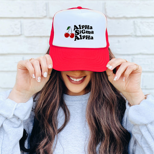 Alpha Sigma Alpha Alpha Sigma Alpha Cherry Trucker Caps