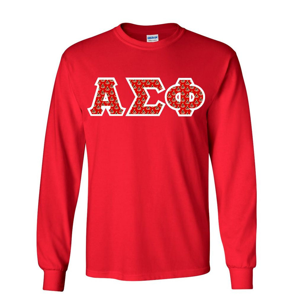 Alpha Sigma Phi Fraternity Crest Shield Twill Letter Longsleeve Tee Alpha Sigma Phi Fraternity Crest - Shield Twill Letter Longsleeve Tee