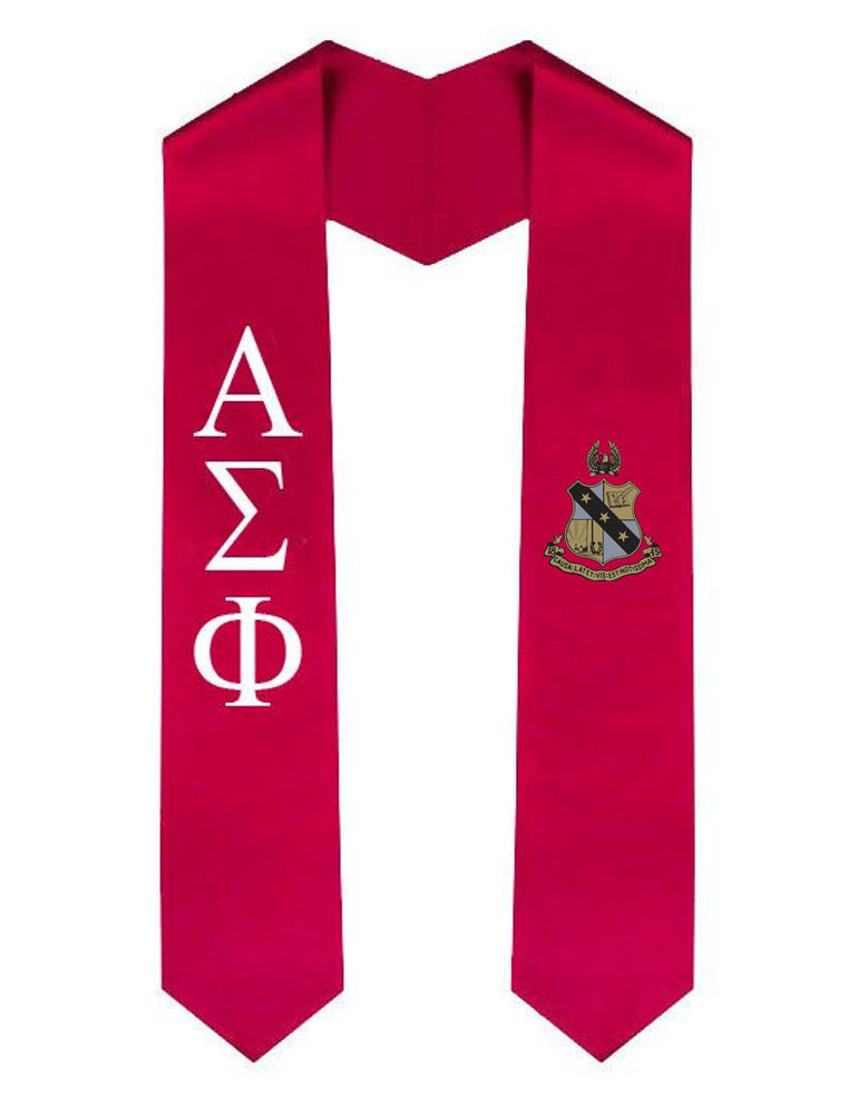 Alpha Sigma Phi Greek Lettered Graduation Sash Stole With Crest Alpha Sigma Phi Greek Lettered Graduation Sash Stole With Crest