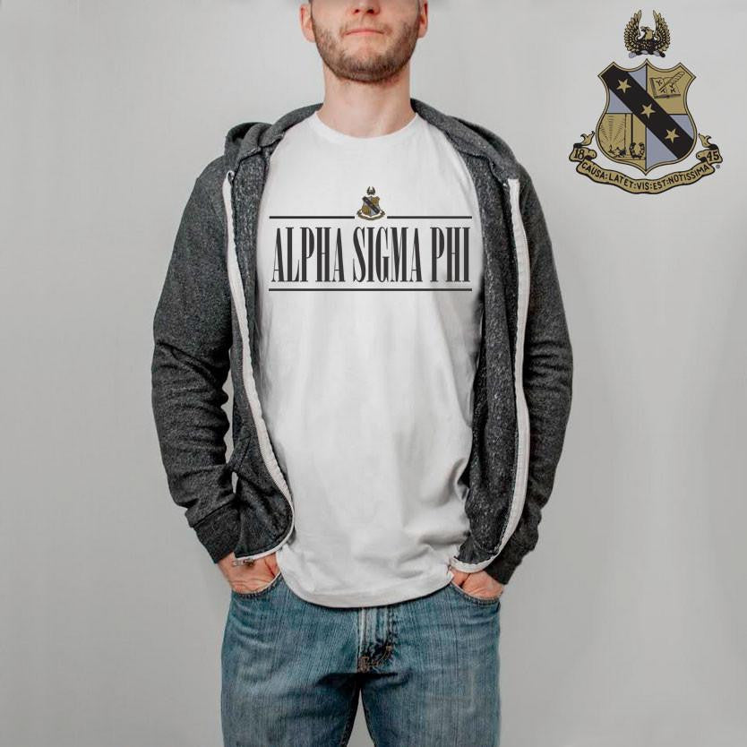 Printify Alpha Sigma Phi Line Crest T Shirt Alpha Sigma Phi Line Crest T-shirt