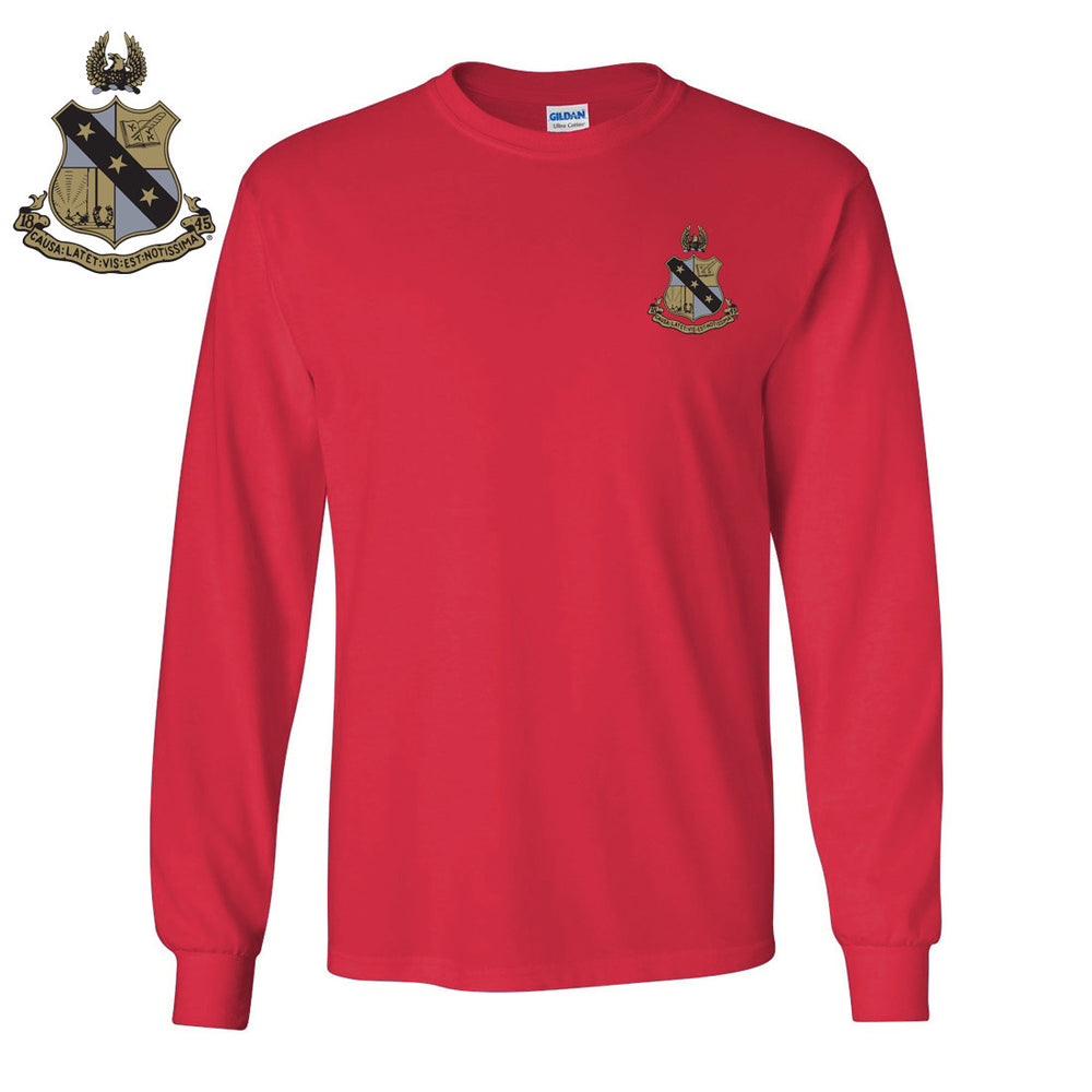 Discount Alpha Sigma Phi Crest Shield Long Tee DISCOUNT-Alpha Sigma Phi Crest - Shield Long Tee