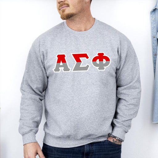 Alpha Sigma Phi Alpha Sigma Phi Two Toned Greek Lettered Crewneck Sweatshirts