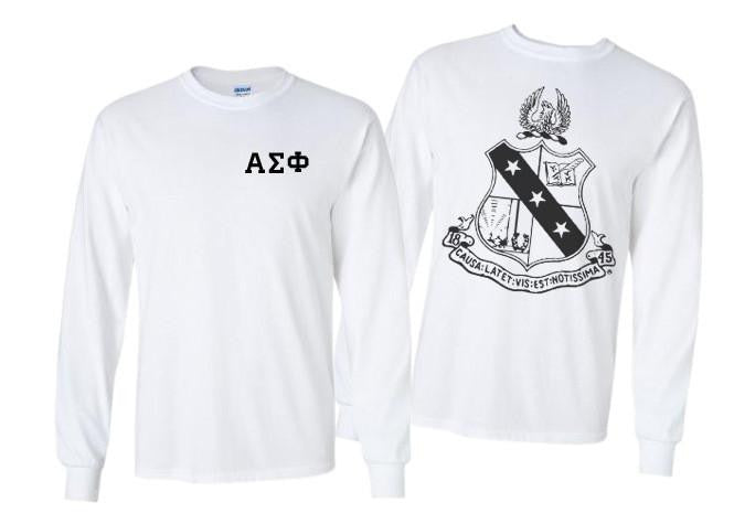 Printify Alpha Sigma Phi World Famous Crest Long Sleeve T Shirt Alpha Sigma Phi World Famous Crest Long Sleeve T-Shirt