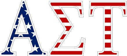 Alpha Sigma Tau American Flag Greek Letter Sticker 2.5" Tall Alpha Sigma Tau American Flag Greek Letter Sticker - 2.5