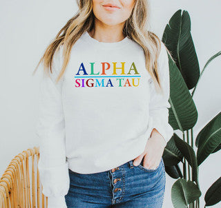 Alpha Sigma Tau Alpha Sigma Tau Colors Upon Colors Crewneck Sweatshirt