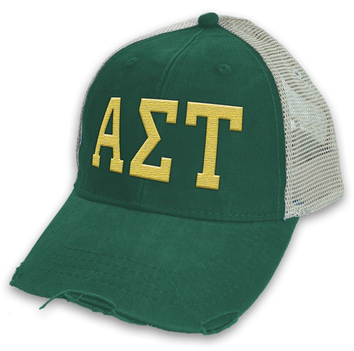 Alpha Sigma Tau Distressed Trucker Hat Alpha Sigma Tau Distressed Trucker Hat