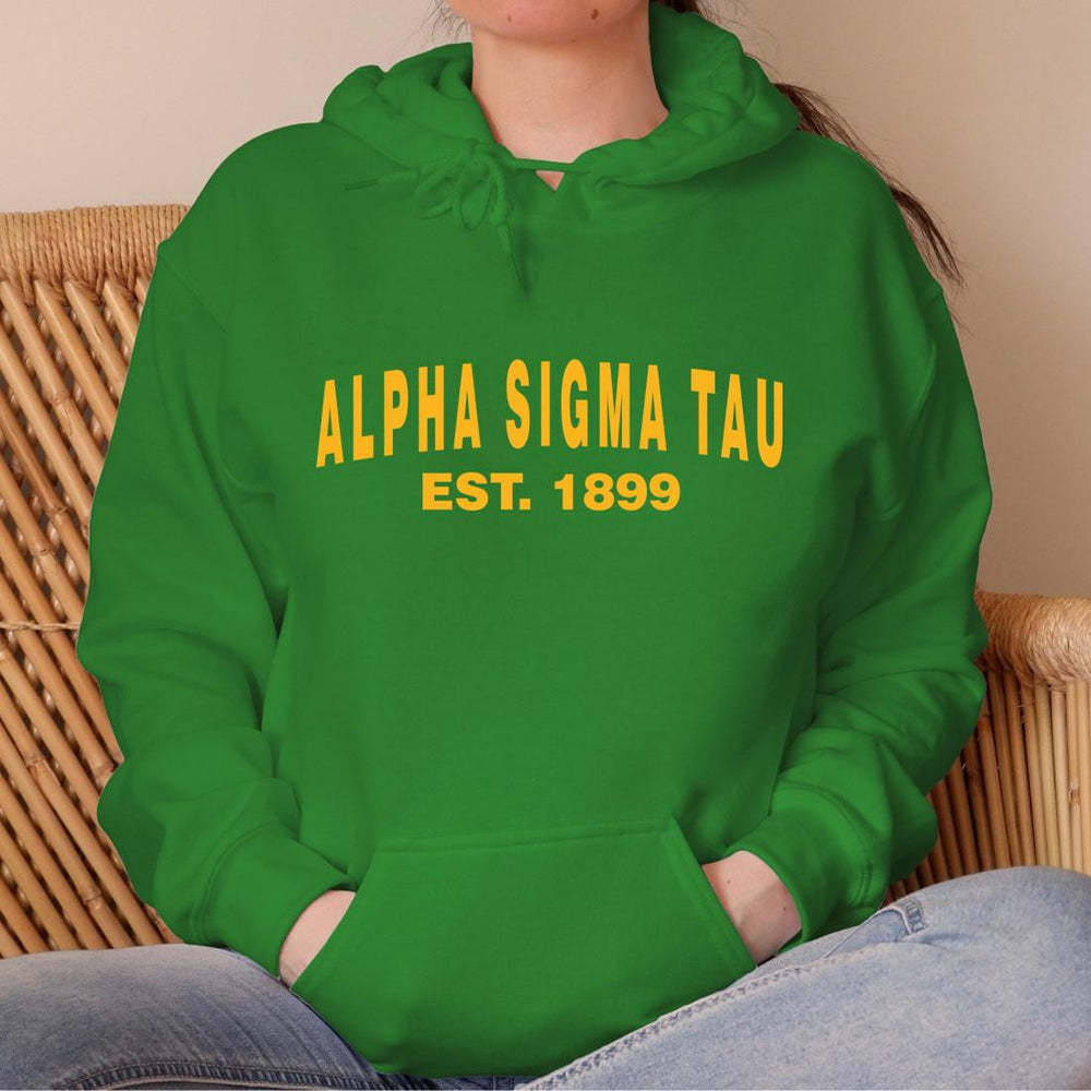 Alpha Sigma Tau Established Hooded Sweatshirts Alpha Sigma Tau Established Hooded Sweatshirts