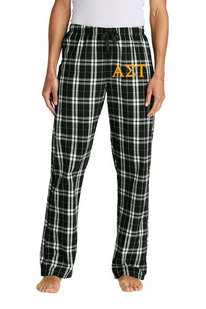 Alpha Sigma Tau Flannel Lettered Plaid Pj's Alpha Sigma Tau Flannel Lettered Plaid PJ's