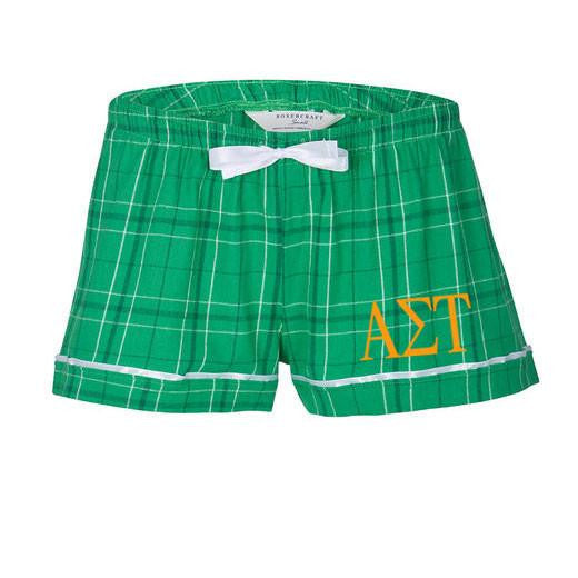 Alpha Sigma Tau Flannel Plaid Short Pj's Alpha Sigma Tau Flannel Plaid Short- PJ's