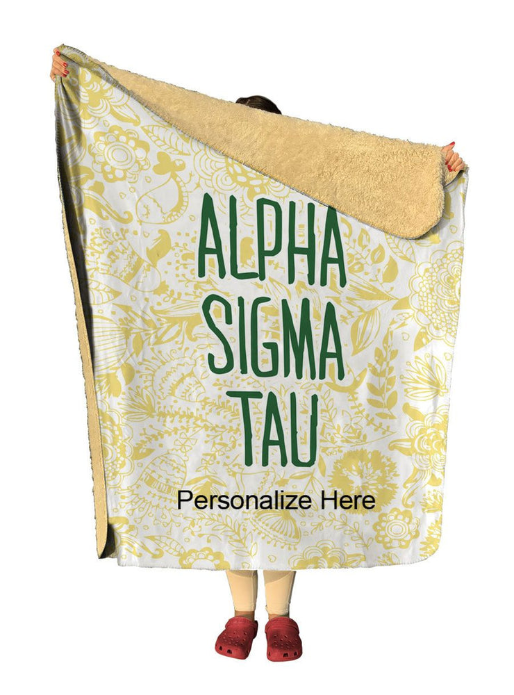 Alpha Sigma Tau Floral Sherpa Lap Blanket Alpha Sigma Tau Floral Sherpa Lap Blanket
