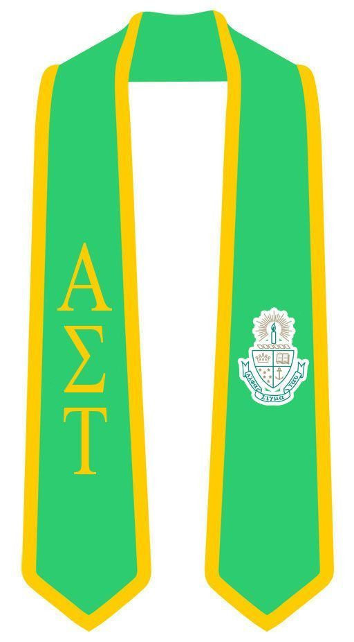 Alpha Sigma Tau DISCOUNT-Alpha Sigma Tau Greek 2 Tone Lettered Graduation Sash Stole