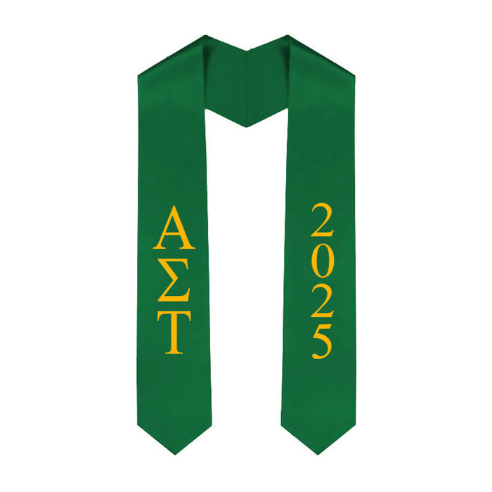 Alpha Sigma Tau Greek Lettered Graduation Sash Stole With Year Best Value Alpha Sigma Tau Greek Lettered Graduation Sash Stole With Year - Best Value
