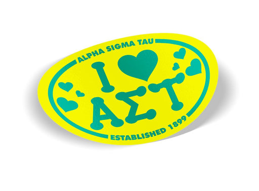 Alpha Sigma Tau Alpha Sigma Tau I Love Sorority Sticker - Oval