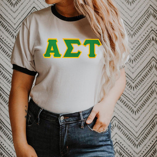 Alpha Sigma Tau DISCOUNT-Alpha Sigma Tau Lettered Ringer Shirt