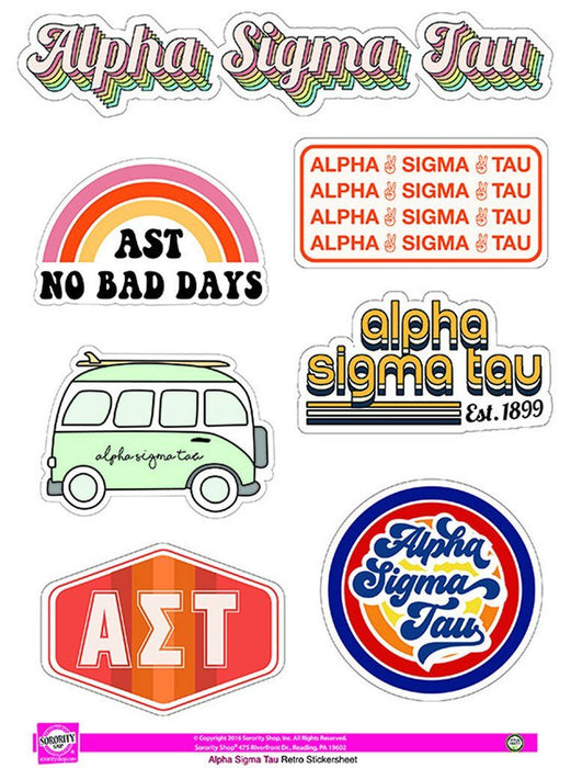 Alpha Sigma Tau Retro Sticker Sheet Alpha Sigma Tau Retro Sticker Sheet