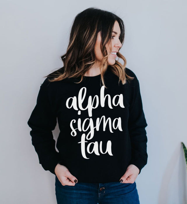 Alpha Sigma Tau Script Crew Sweatshirt Alpha Sigma Tau Script Crew Sweatshirt