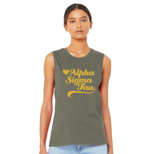 Alpha Sigma Tau Alpha Sigma Tau Tail Heart Bella + Canvas Muscle Tank